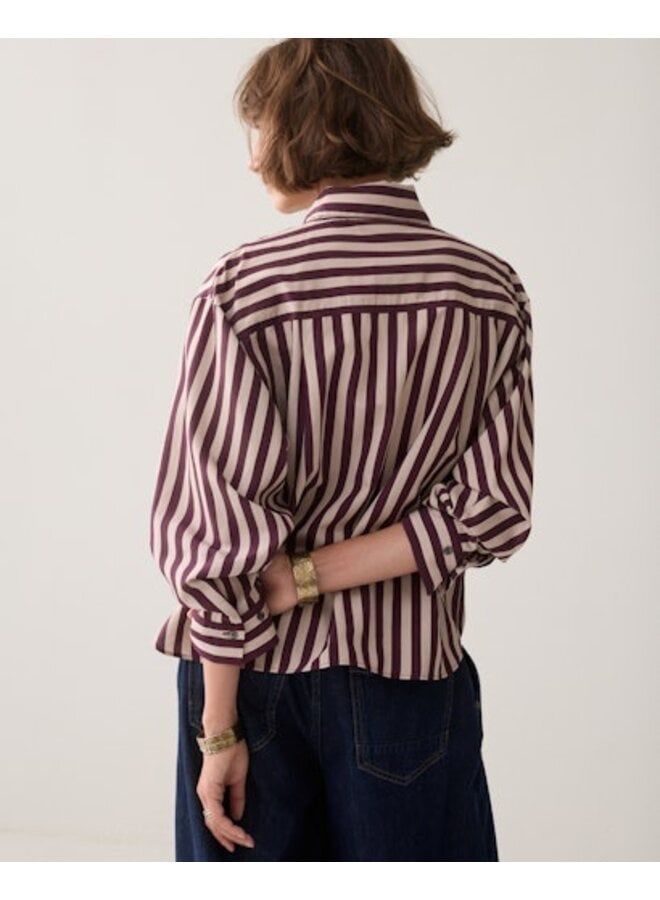 2s3523-12490 335 Summum Blouse Two tone stripe Dark burgundy