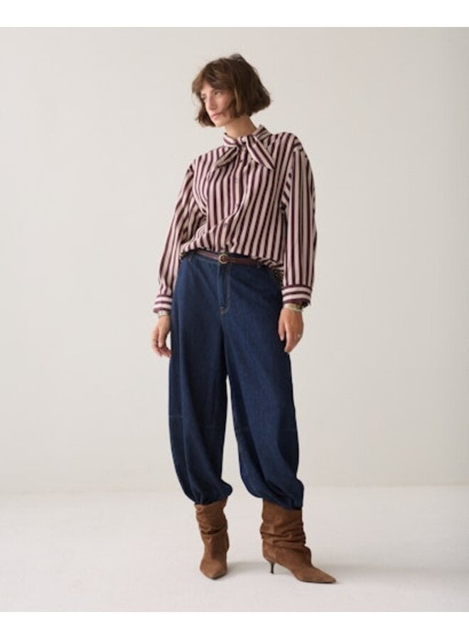 2s3523-12490 335 Summum Blouse Two tone stripe Dark burgundy