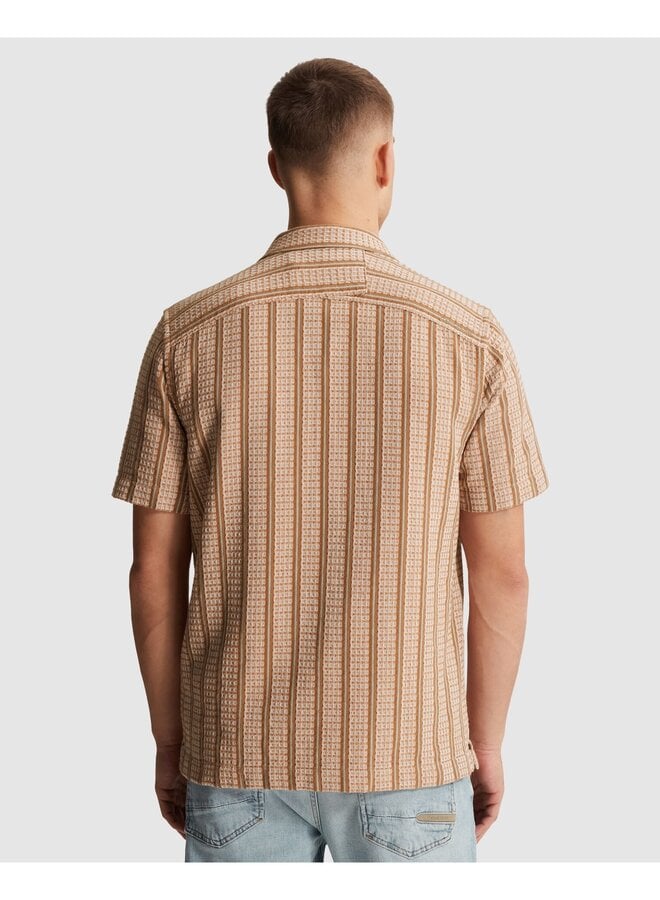 CSIS2606292 8136 Cast Iron Short Sleeve Shirt Yarn dye stripe structure Sunburn