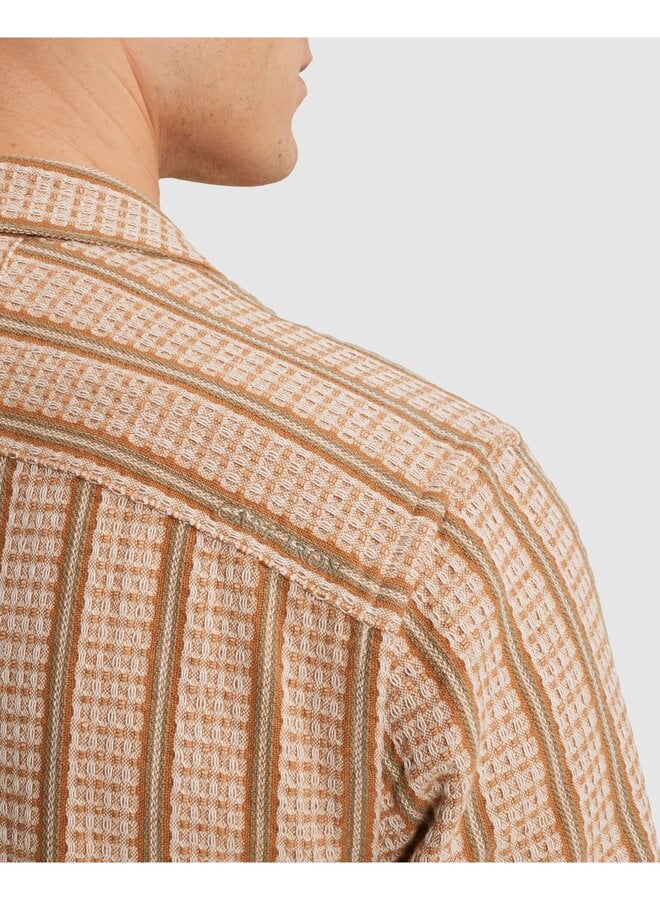 CSIS2606292 8136 Cast Iron Short Sleeve Shirt Yarn dye stripe structure Sunburn