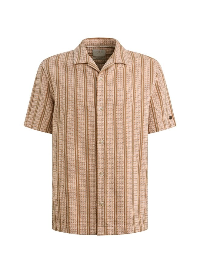 CSIS2606292 8136 Cast Iron Short Sleeve Shirt Yarn dye stripe structure Sunburn