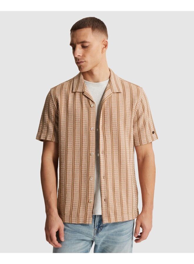 CSIS2606292 8136 Cast Iron Short Sleeve Shirt Yarn dye stripe structure Sunburn
