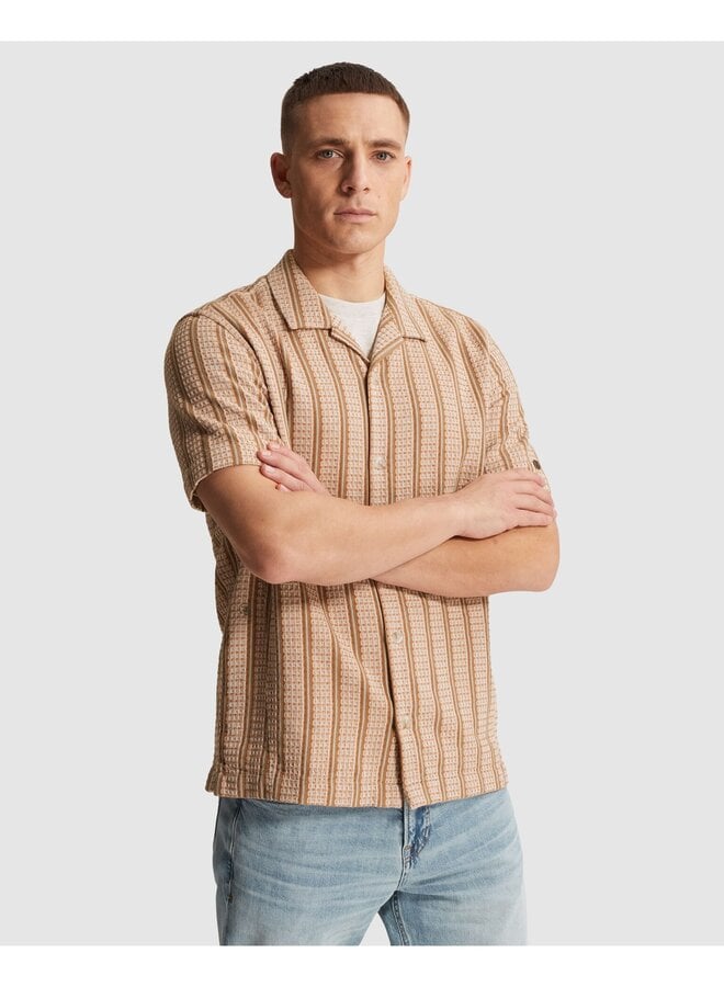 CSIS2606292 8136 Cast Iron Short Sleeve Shirt Yarn dye stripe structure Sunburn