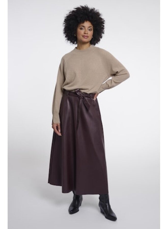 Chelsea.7502611 Rino en Pelle Faux leather skirt with belt Chocolate bean