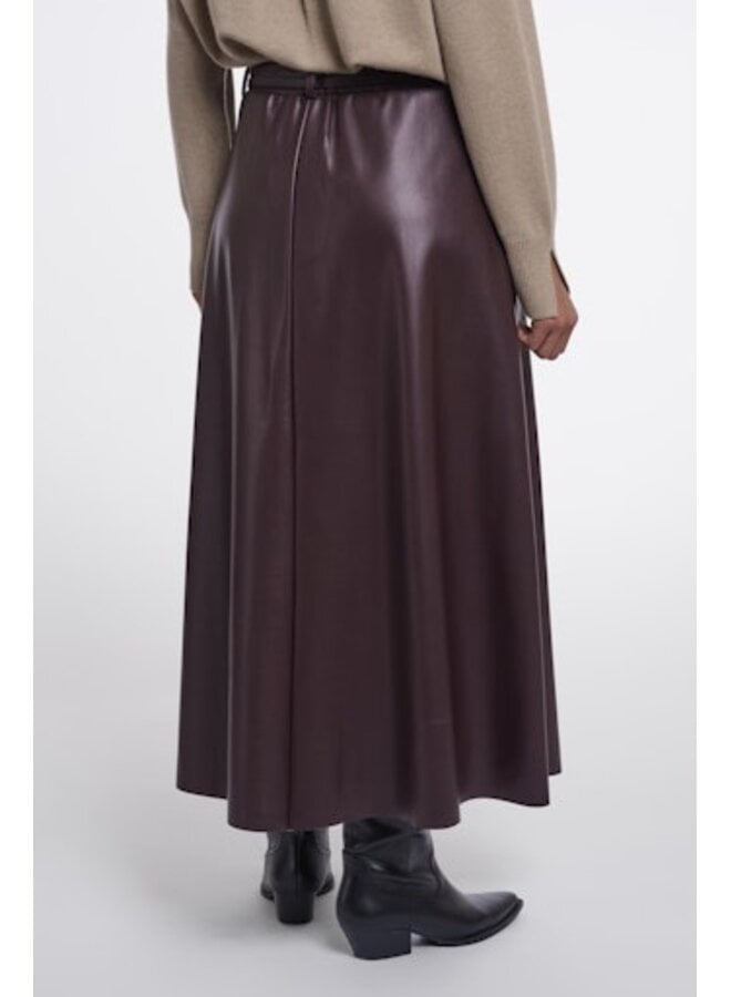Chelsea.7502611 Rino en Pelle Faux leather skirt with belt Chocolate bean