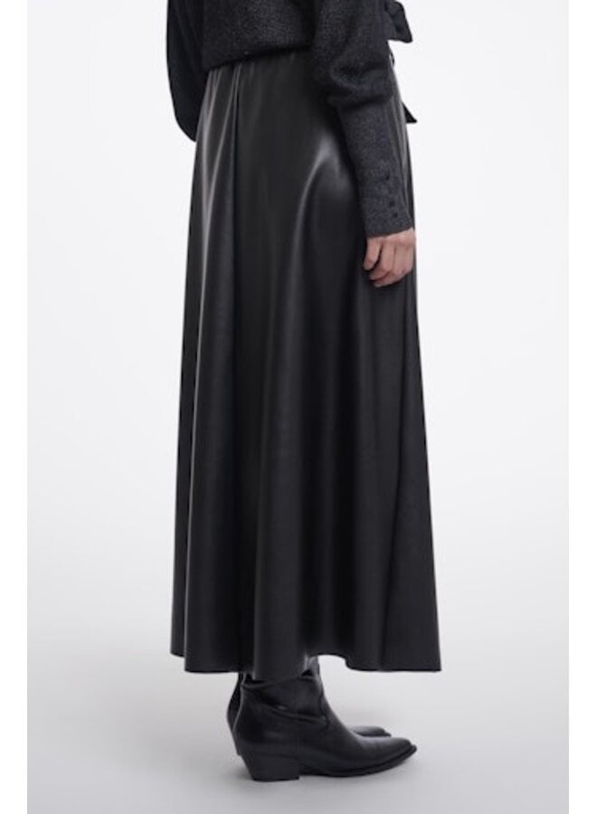 Chelsea.7502611 Rino en Pelle Faux leather skirt with belt Dark navy