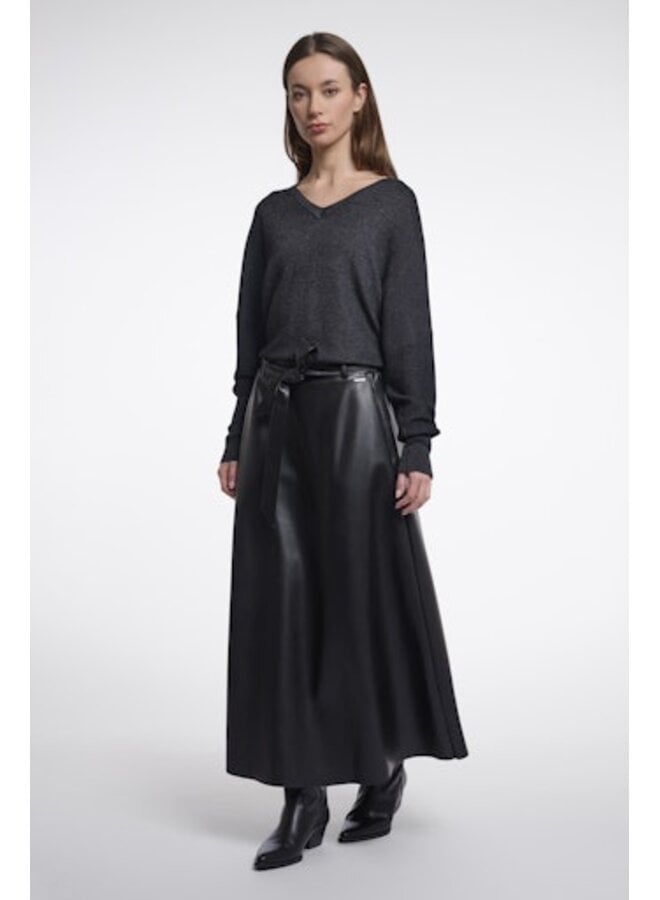 Chelsea.7502611 Rino en Pelle Faux leather skirt with belt Dark navy