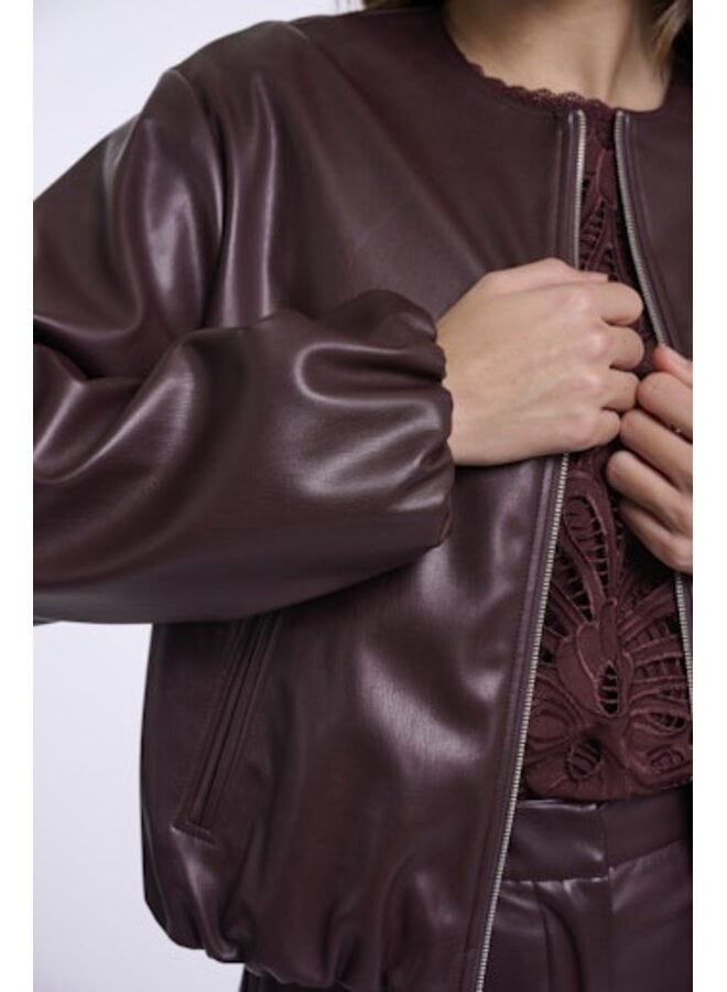 Lomee.7502611 Rino en Pelle Faux leather blouson jacket Chocolate bean