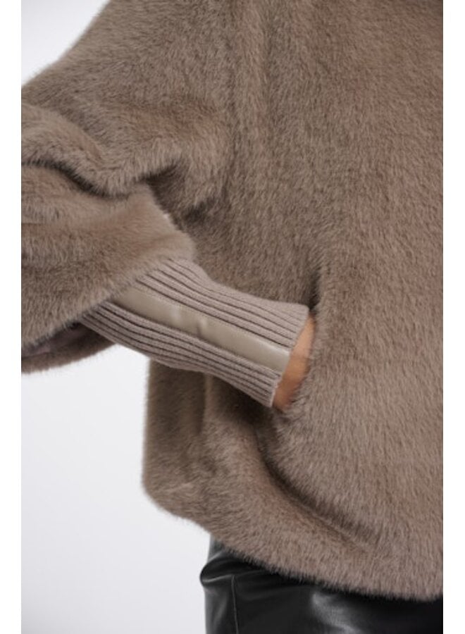 Nesrin.7002611 Rino en Pelle Jacket with rib cuffs Mocha latte