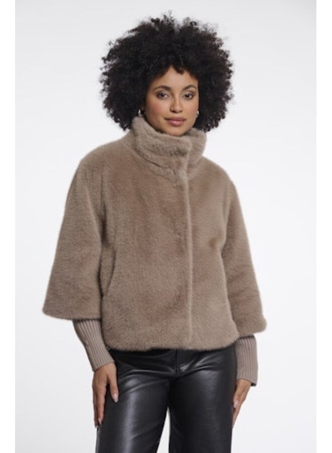 Nesrin.7002611 Rino en Pelle Jacket with rib cuffs Mocha latte