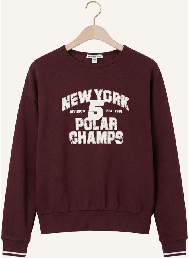 W26F1941 351-5 Penn en Ink Sweater print aubergine ecru