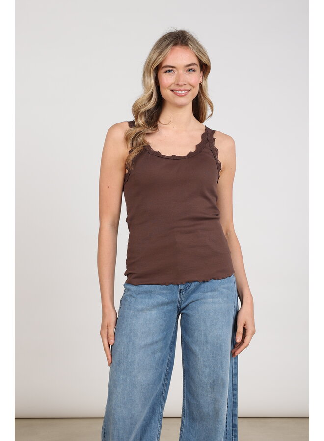 NKF06003 334 Nukus Maddie Singlet Lace Chocolate