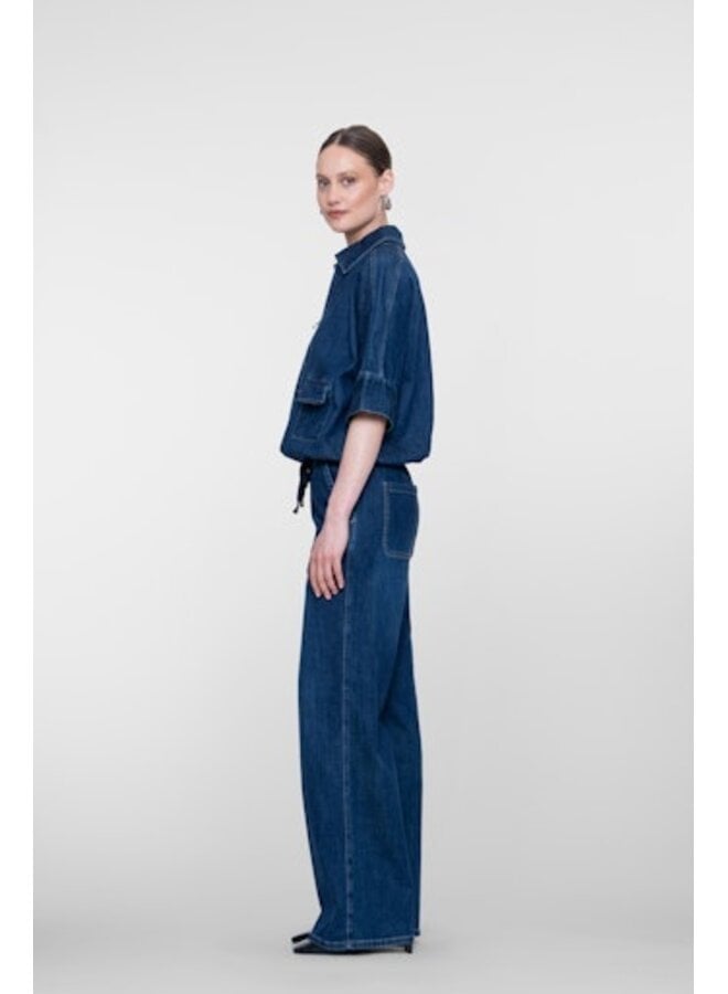 61523-10 879 Geisha Jeans easy Dark blue denim washed