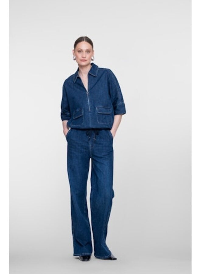 61523-10 879 Geisha Jeans easy Dark blue denim washed