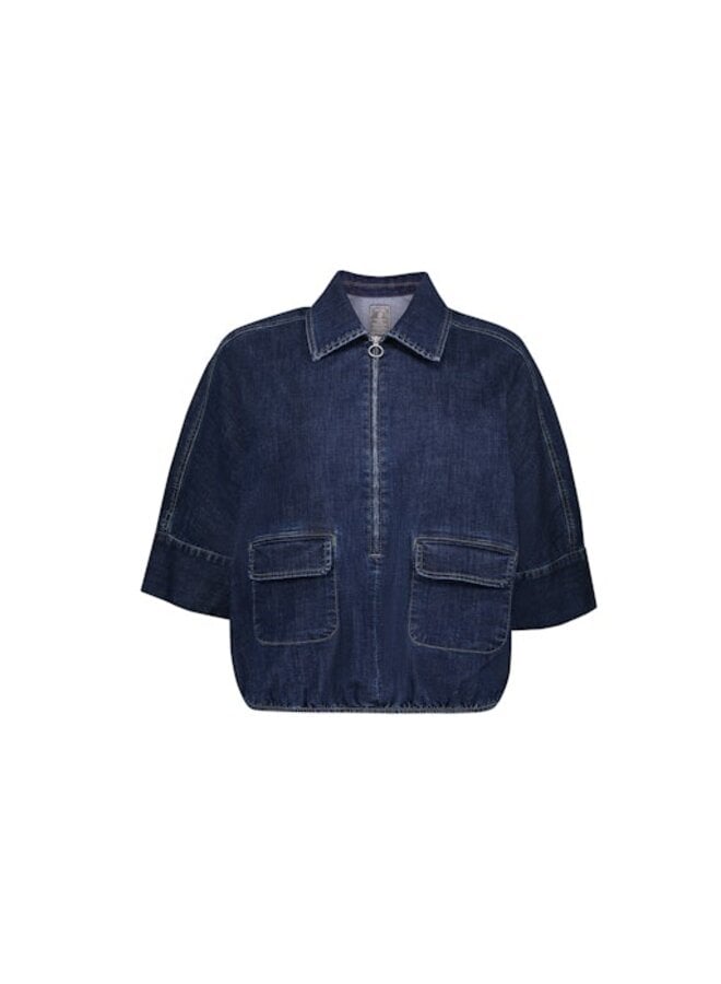 63511-10 879 Geisha Overtop denim Dark blue denim washed
