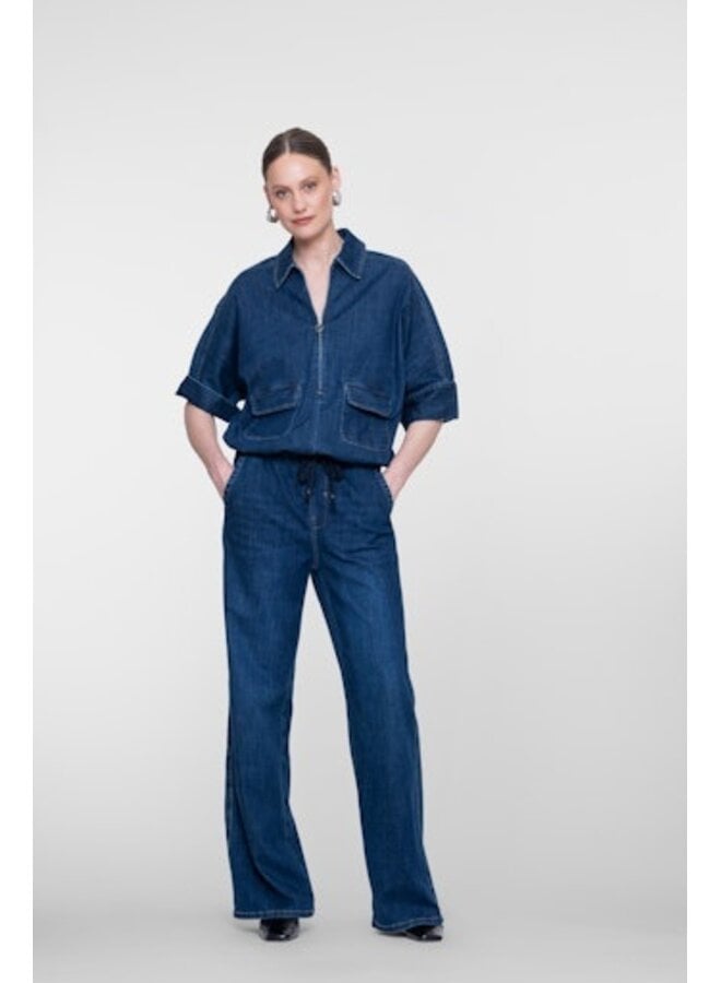 63511-10 879 Geisha Overtop denim Dark blue denim washed