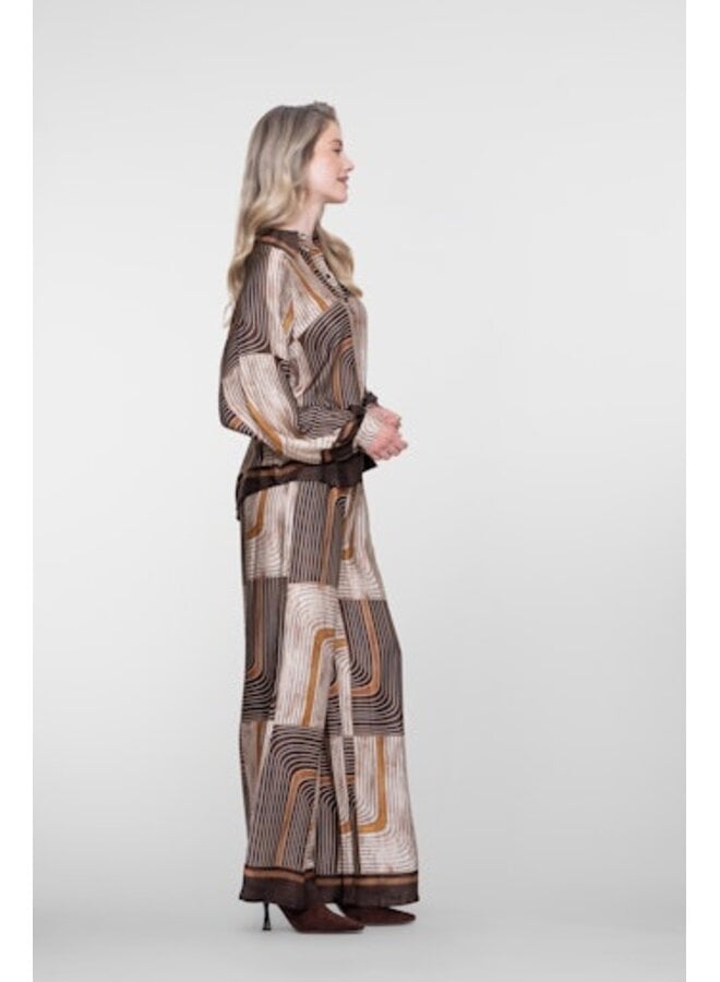 61576-70 775 Geisha Pants satin AOP brown/sand