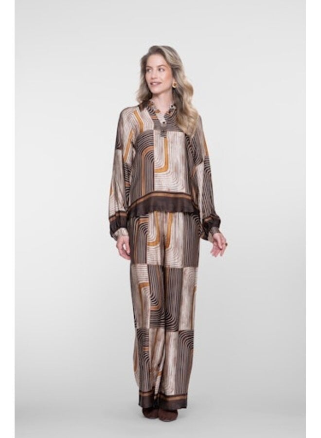 61576-70 775 Geisha Pants satin AOP brown/sand