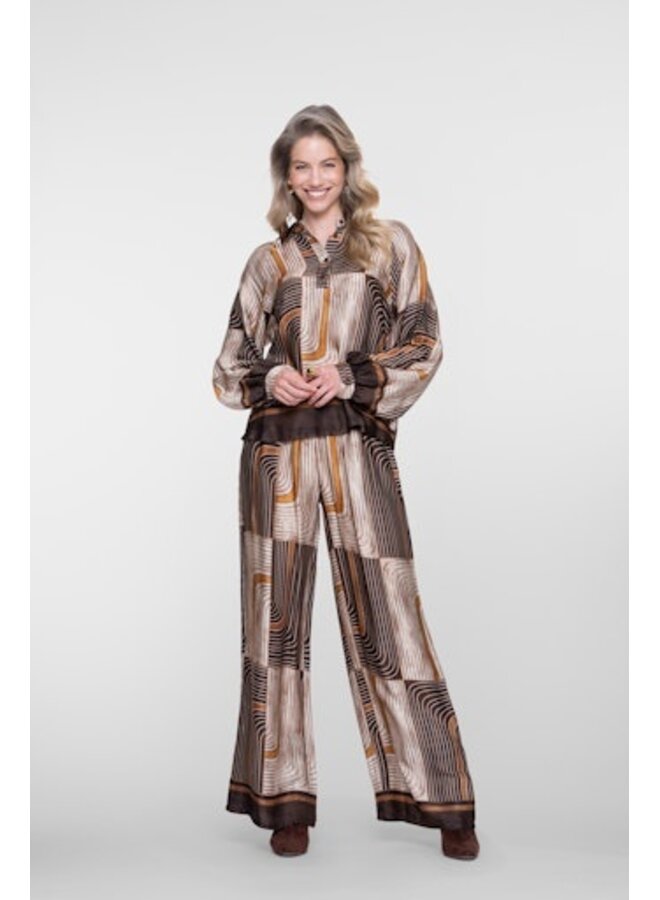 61576-70 775 Geisha Pants satin AOP brown/sand