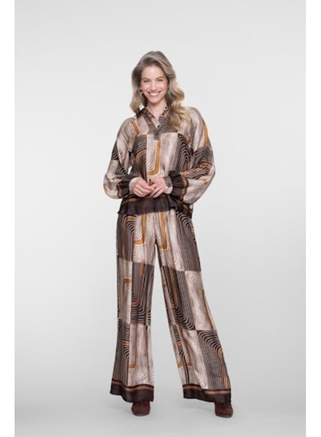 61576-70 775 Geisha Pants satin AOP brown/sand