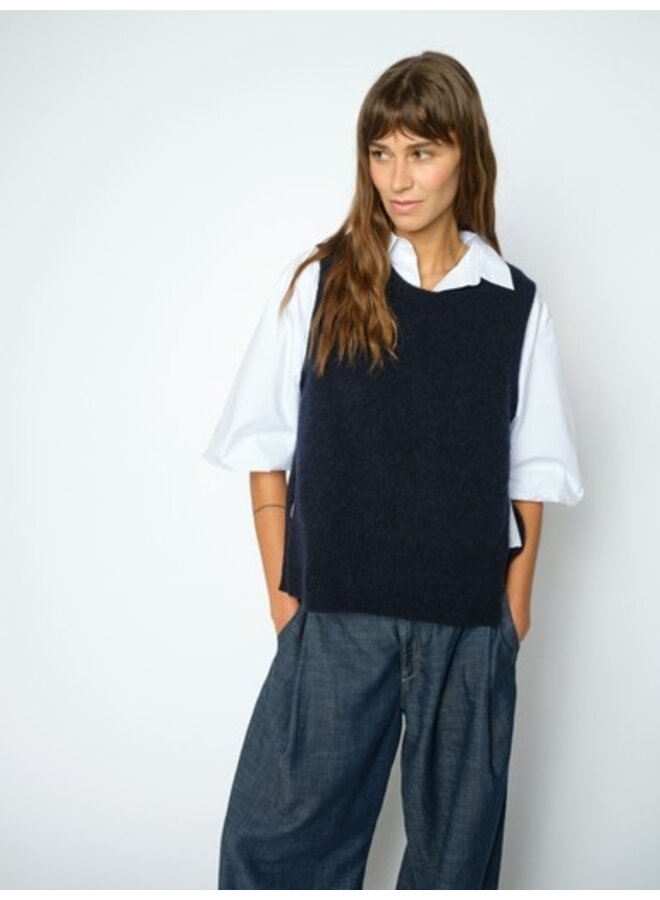 182760 468 Mos Mosh MM Thora Tie Knit Vest Salute Navy