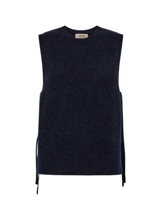 182760 468 MosMosh MMThora Tie Knit Vest Salute Navy