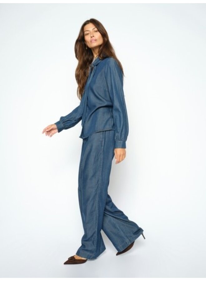 181860 447 MosMosh MMPaloma Lio Shirt Dark Blue