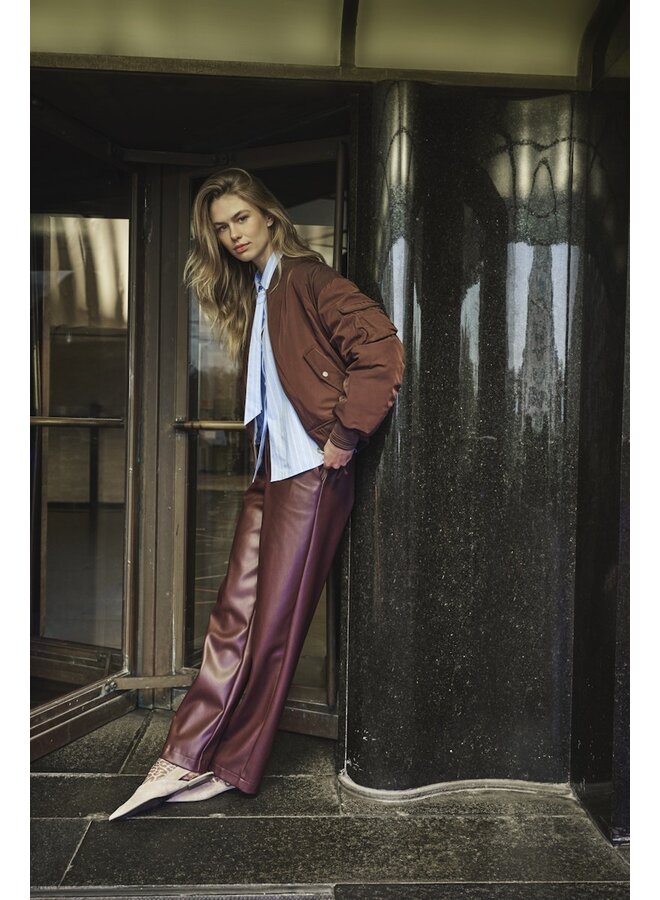 Georgina Regular.7502611 Rino en Pelle Regular length faux leather pants Chocolate bean