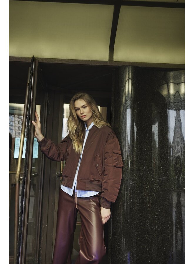 Georgina Regular.7502611 Rino en Pelle Regular length faux leather pants Chocolate bean