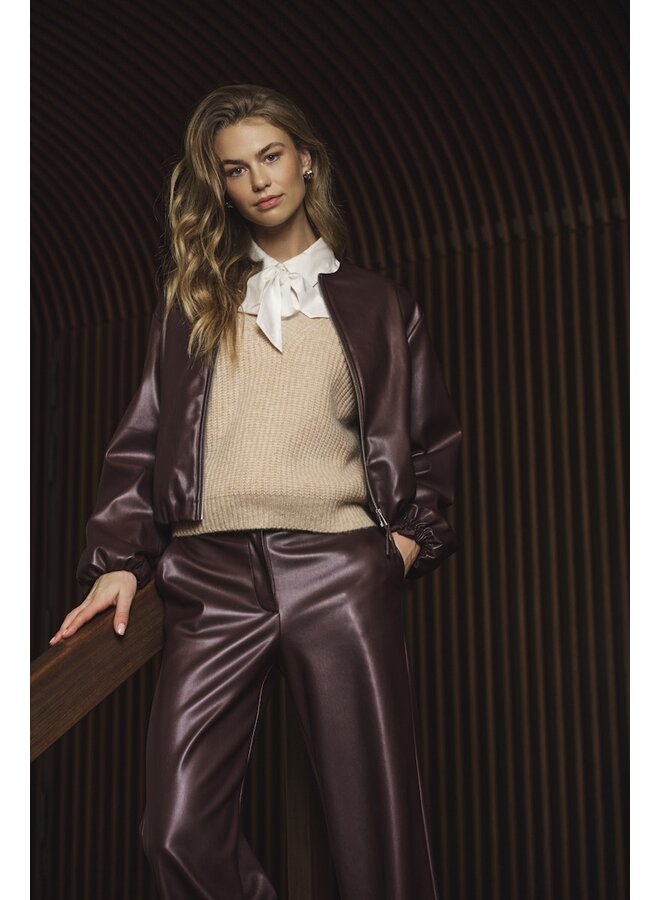 Lomee.7502611 Rino en Pelle Faux leather blouson jacket Chocolate bean
