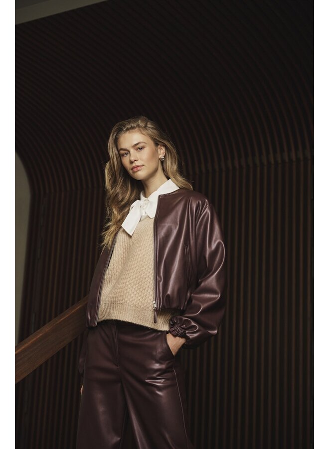 Lomee 7502611 Rino & Pelle Faux leather blouson jacket Chocolate bean