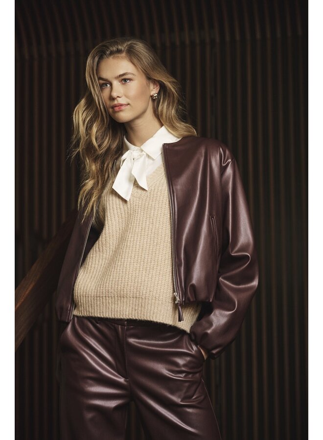 Lomee.7502611 Rino en Pelle Faux leather blouson jacket Chocolate bean