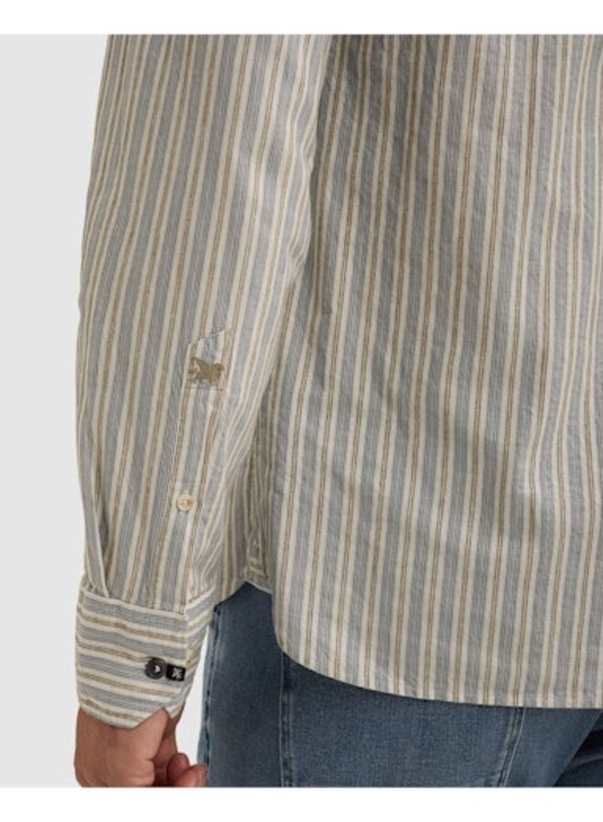 VSI2608210 5356 Vanguard Long sleeve shirt Yarn dye Stripe with chenille China Blue