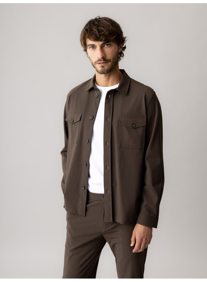 503851 769 MosMosh Gallery MMGBirk Traver Overshirt Chocolate Brown
