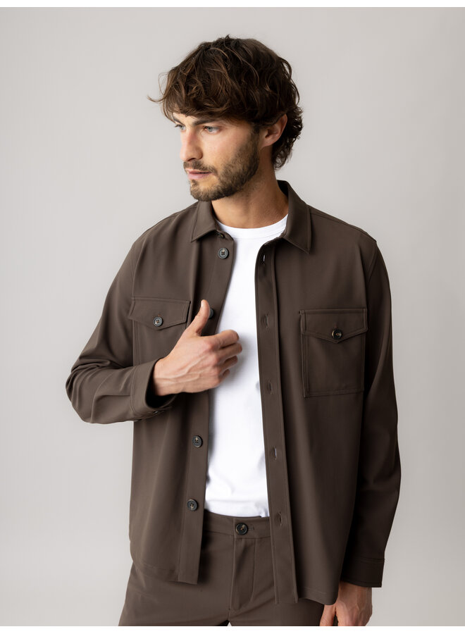 503851 769 Mos Mosh Gallery MMG Birk Traver Overshirt Chocolate Brown