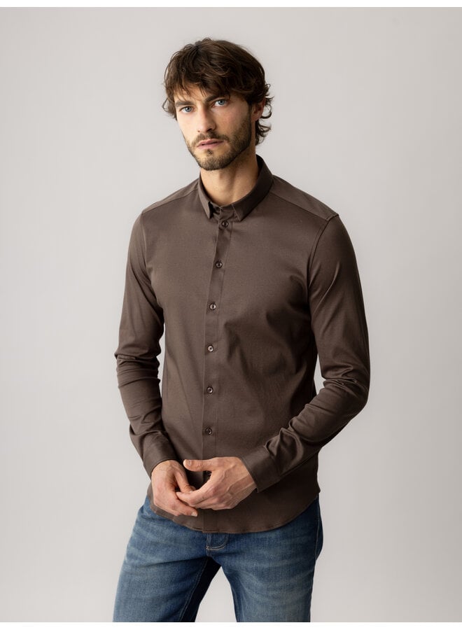 500940 769 Mos Mosh Gallery MMG Marco Jersey Shirt Chocolate Brown