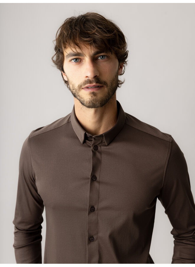 500940 769 MosMosh Gallery MMGMarco Jersey Shirt  Chocolate Brown