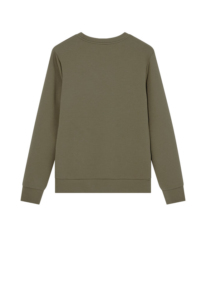 510100 538 MosMosh Gallery MMGAbel Crew Neck Sweat Dk Army Green