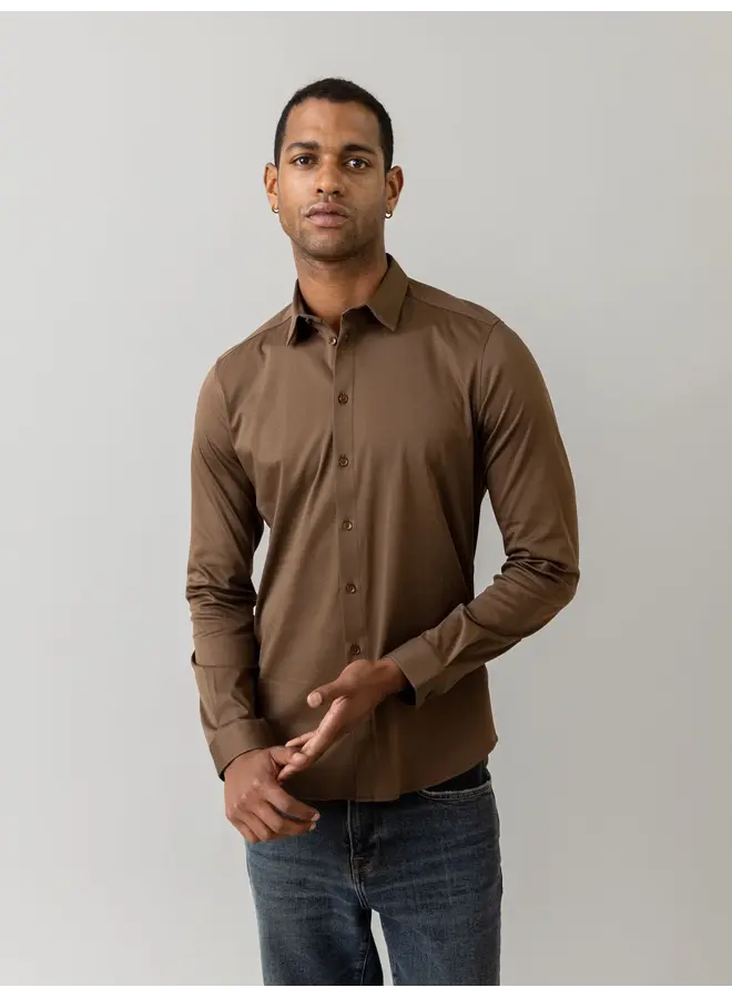 500940 769 MosMosh Gallery MMGMarco Jersey Shirt  Chocolate Brown