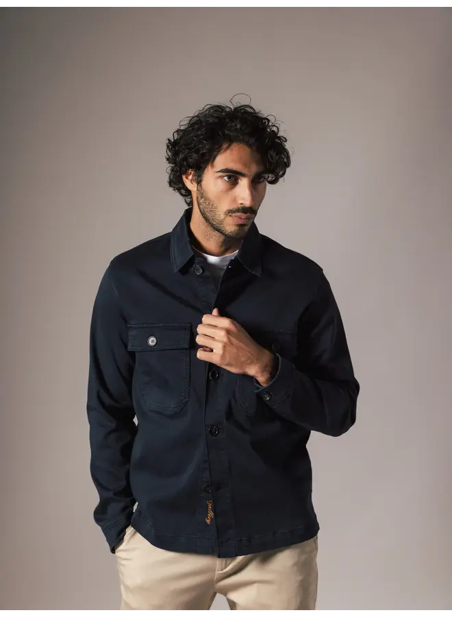 501652 469 MosMosh Gallery MMGMatteo Soft Overshirt Navy