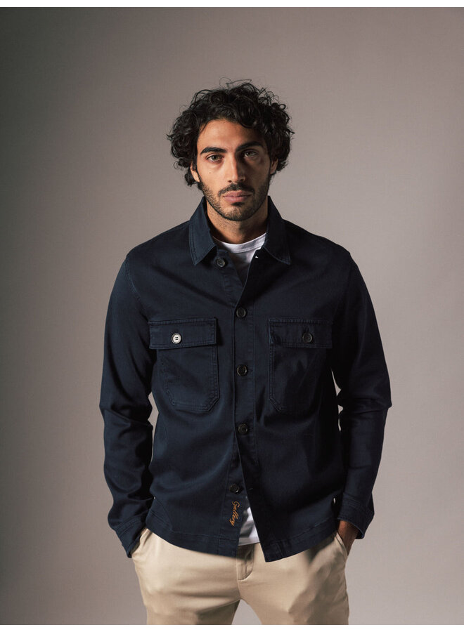501652 469 MosMosh Gallery MMGMatteo Soft Overshirt Navy