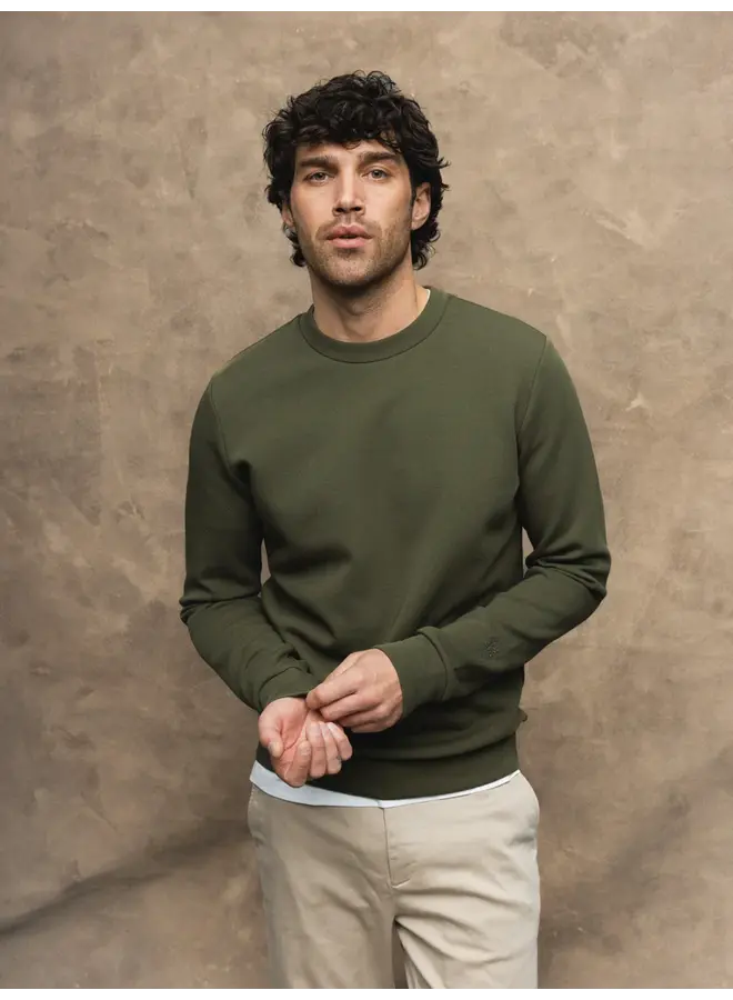510100 538 MosMosh Gallery MMGAbel Crew Neck Sweat Dk Army Green