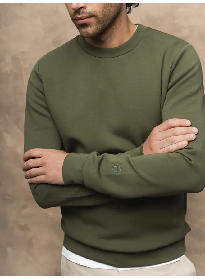 510100 538 MosMosh Gallery MMGAbel Crew Neck Sweat Dk Army Green