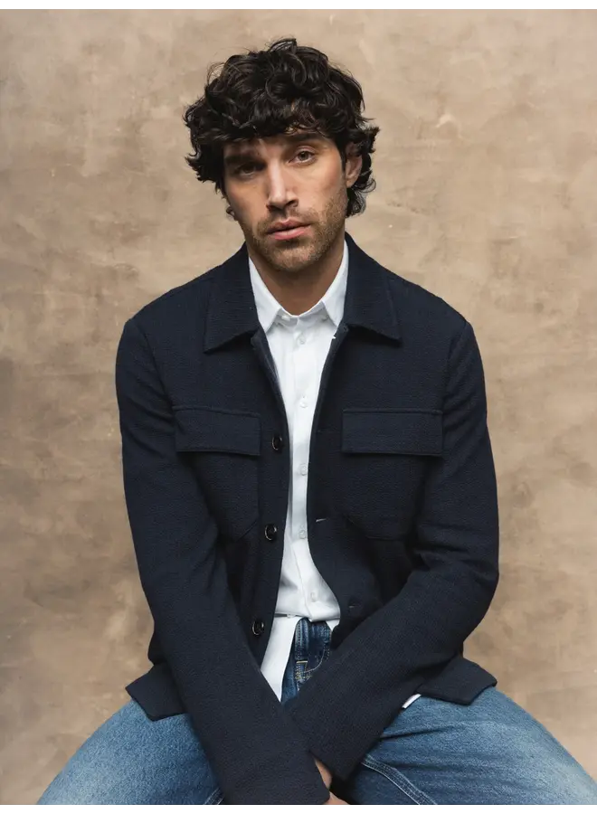 509020 469 MosMosh Gallery MMGAustin Knit Overshirt Navy