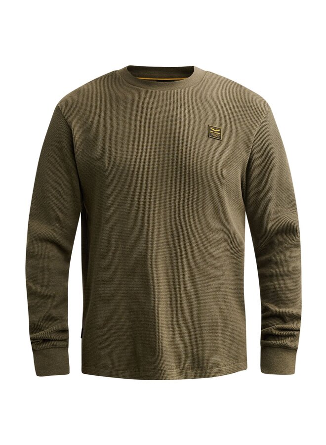 PTS2608500 6447 PME Legend Long sleeve r-neck waffle melange Kalamata