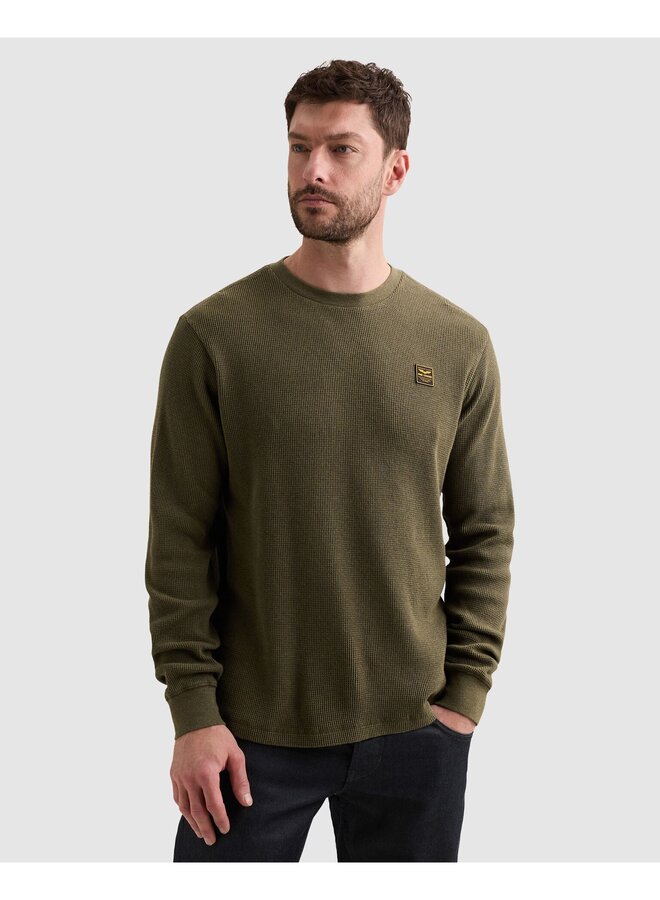 PTS2608500 6447 PME Legend Long sleeve r-neck waffle melange Kalamata