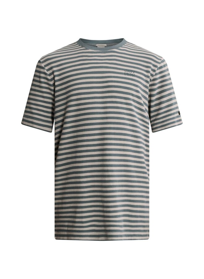 CTSS2608508 5146 Cast Iron Short sleeve r-neck regular fit waffle stripe Blue Mirage