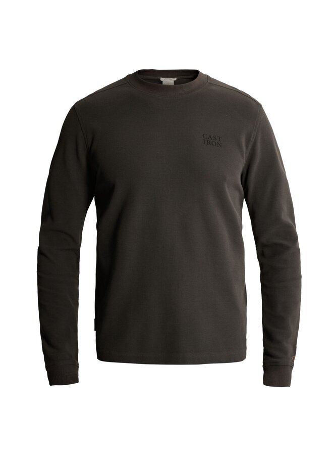 CTS2608584 9167 Cast Iron Long sleeve r-neck regular fit waffle Clever Crows