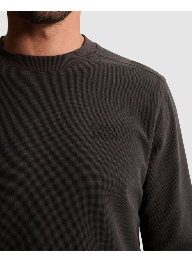 CTS2608584 9167 Cast Iron Long sleeve r-neck regular fit waffle Clever Crows