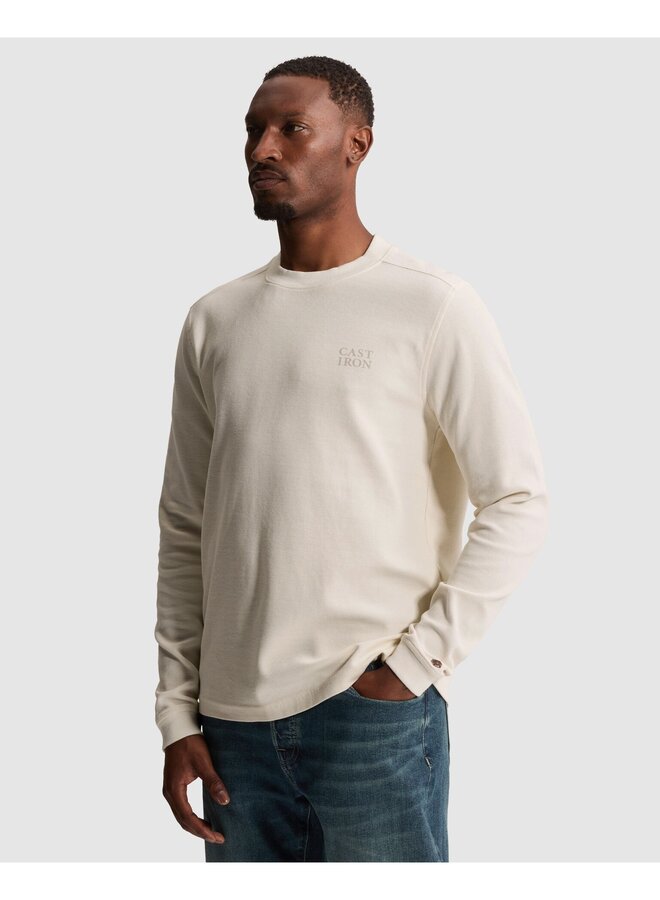 CTS2608584 7555 Cast Iron Long sleeve r-neck regular fit waffle White Down